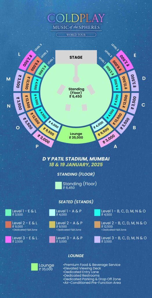 Best seats for Coldplay concert India 2025